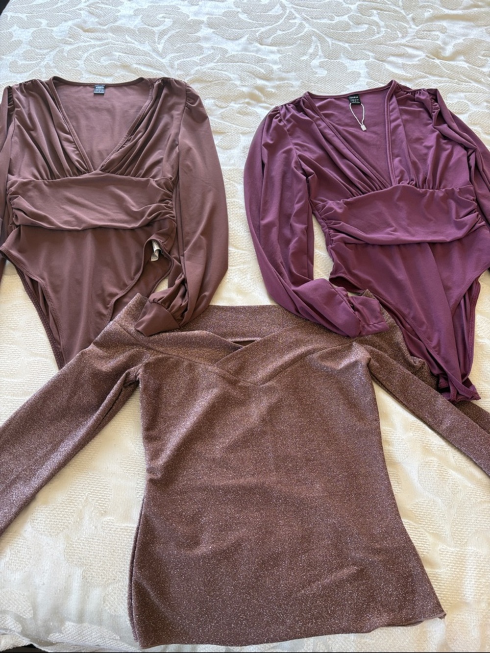 Women’s V-Neck Long Sleeve Top bundle in Mauve Plum